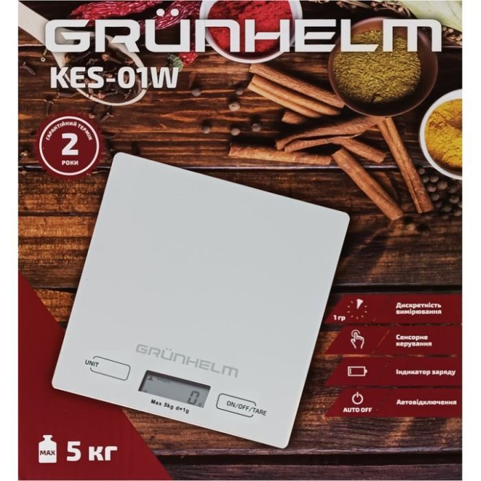 Весы кухонные Grunhelm KES-01W изображение 3