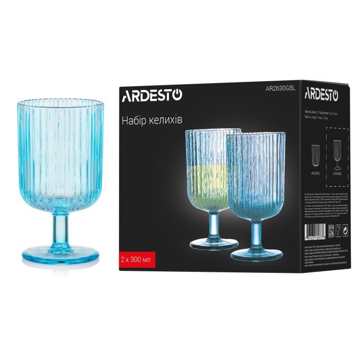 Набор бокалов Ardesto 300мл, 2шт, скло, зелений (AR2630GGR) изображение 5