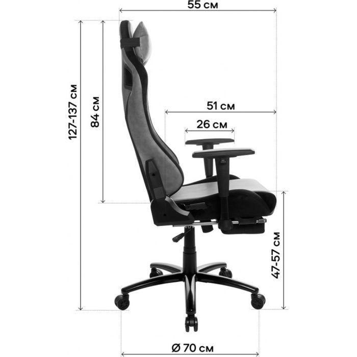 Кресло игровое GT Racer X-5113F Gray (X-5113F Fabric Gray) изображение 8