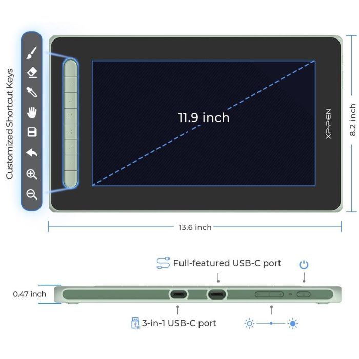 Планшет-монитор XP-Pen Artist 12 Pen Display (2nd Gen) Green (JPCD120FH_G) изображение 4