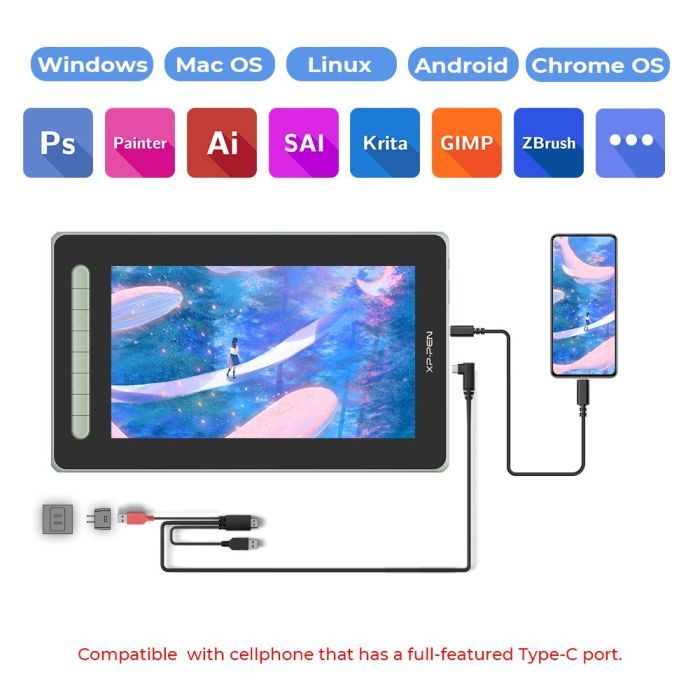 Планшет-монитор XP-Pen Artist 12 Pen Display (2nd Gen) Green (JPCD120FH_G) изображение 7