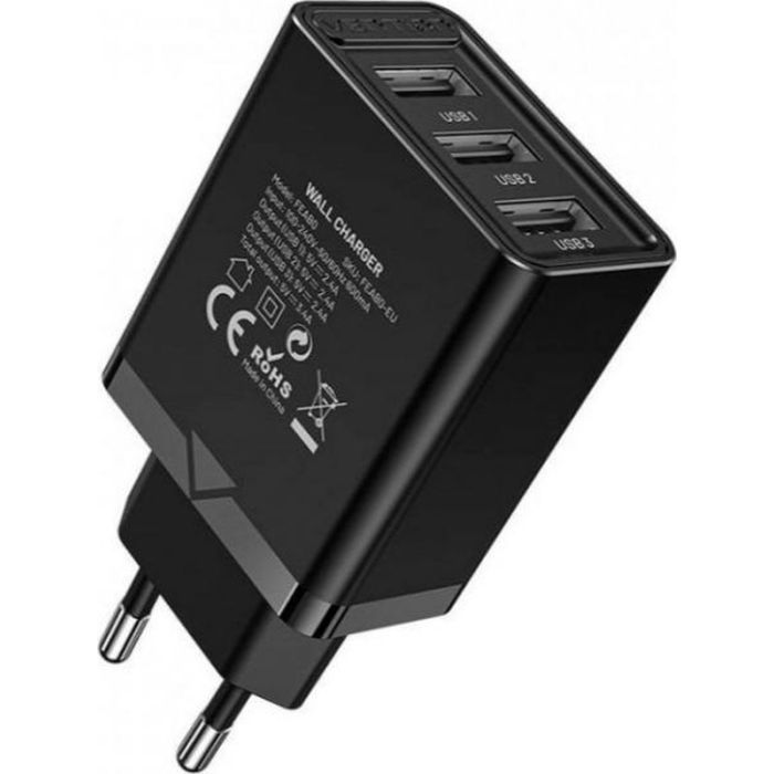 Зарядное устройство Vention 3xUSB A 12W Black (FEAB0-EU) изображение 3