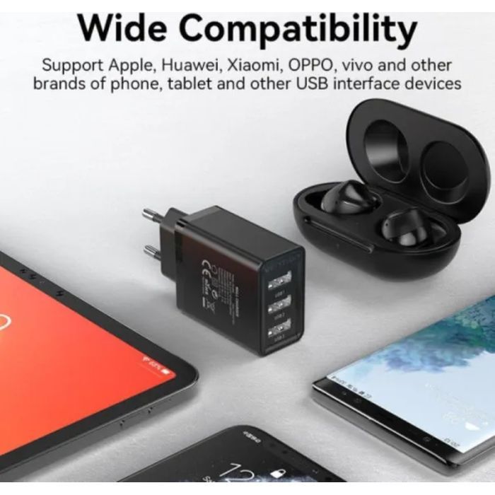Зарядное устройство Vention 3xUSB A 12W Black (FEAB0-EU) изображение 5
