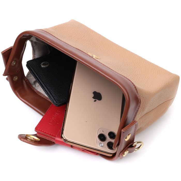 Сумка Vintage Из натуральной кожи Бежевая (22423) изображение 8