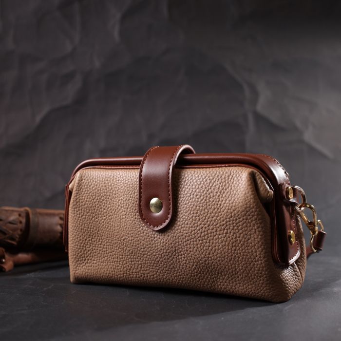 Сумка Vintage Из натуральной кожи Бежевая (22423) изображение 9