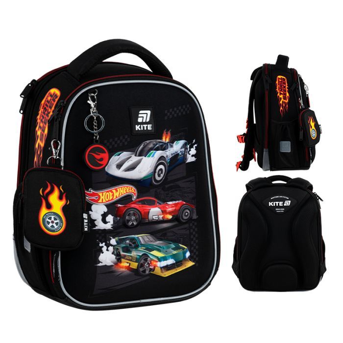 Шкільний набір Kite 555 Hot Wheels (рюкзак + пенал + сумка для взуття) (SET_HW25-555S) зображення 2