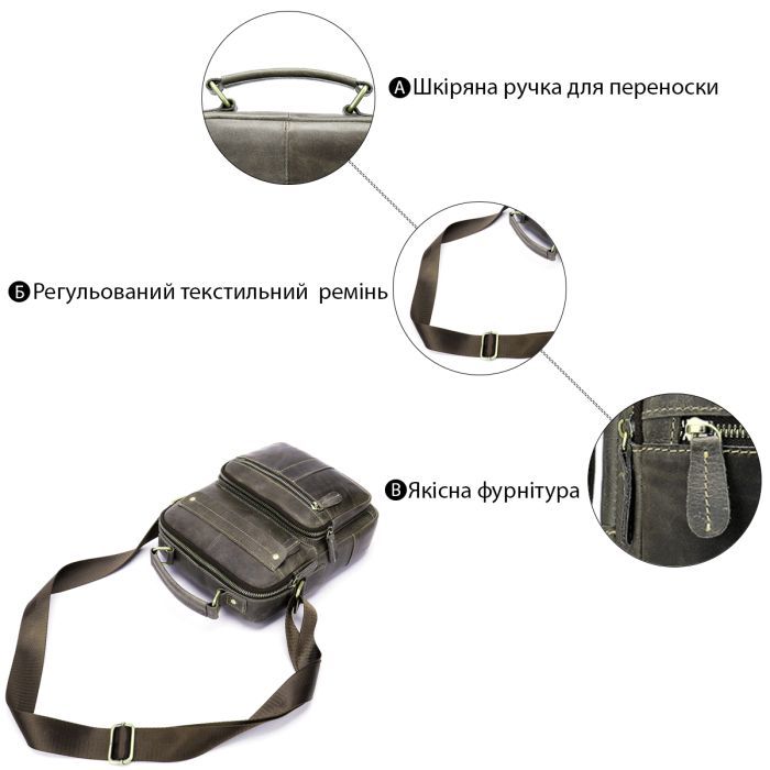 Сумка Vintage Сіра (20028) зображення 4