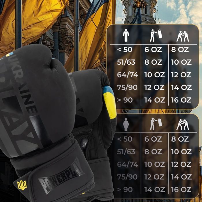 Боксерские перчатки PowerPlay 3021 Ukraine Чорні 14 унцій (PP_3021_14oz_Black) изображение 10