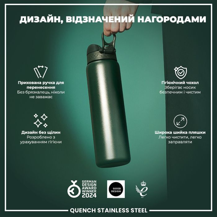 Пляшка для води ION8 OneTouch Stainless Steel 1200 мл Grey (I8SS1000GRY) зображення 4