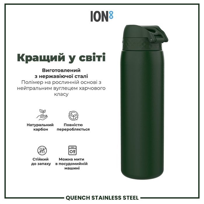 Пляшка для води ION8 OneTouch Stainless Steel 1200 мл Grey (I8SS1000GRY) зображення 6
