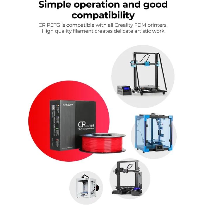 Пластик для 3D-принтера Creality PETG 1.75мм, white, 4x1кг (3301030085) изображение 4
