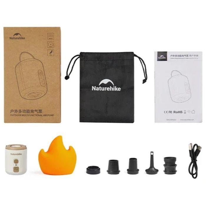 Насос для надувних меблів Naturehike CNK2300DQ022 + нічник + вентилятор, бежевий (6976507665971) зображення 2