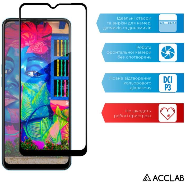 Скло захисне ACCLAB Full Glue Oppo A57S Black (1283126576690) зображення 5