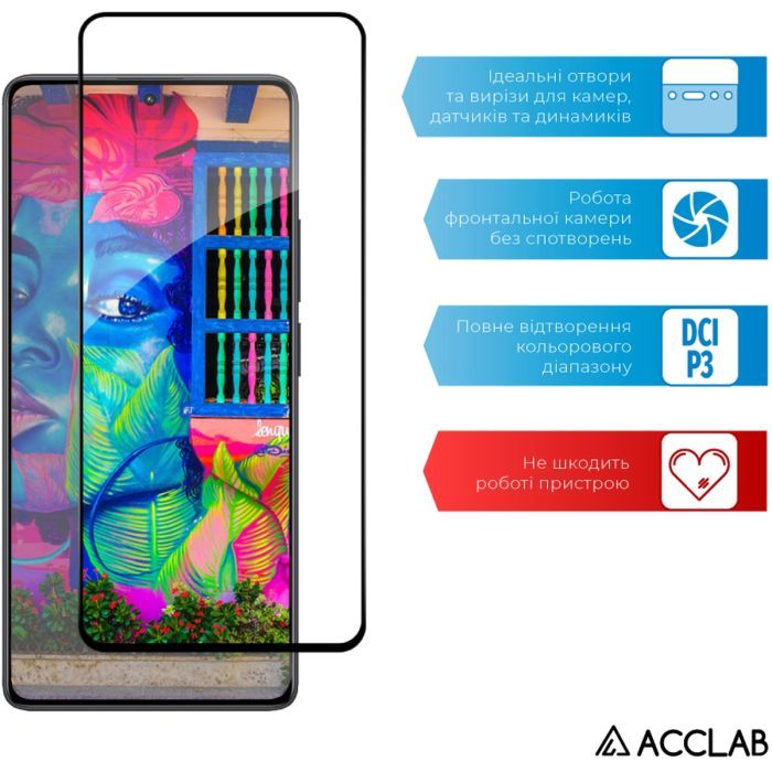 Скло захисне ACCLAB Full Glue Xiaomi Redmi Note 13 Pro 4G Black (1283126583780) зображення 5