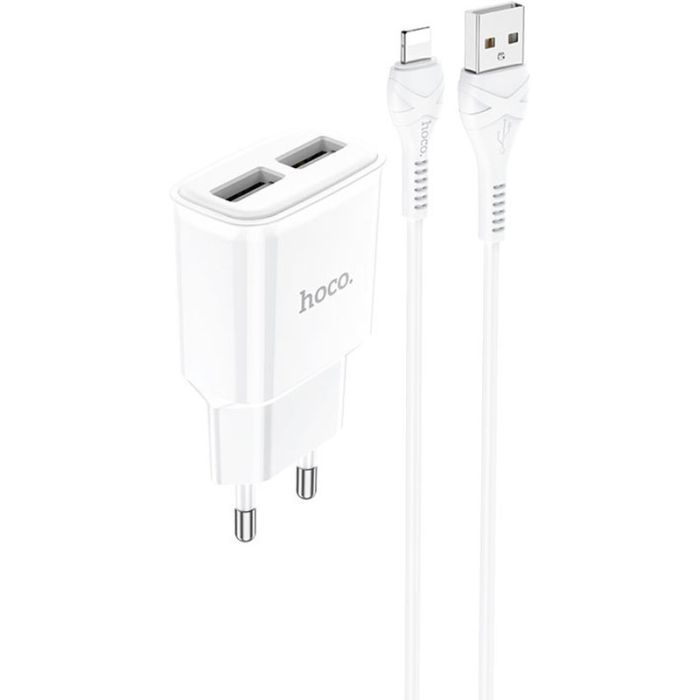 Зарядное устройство HOCO C88A Star round 2xUSB + cable Lightning 12W White (6931474749512) изображение 2