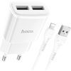 Зарядное устройство HOCO C88A Star round 2xUSB + cable Lightning 12W White (6931474749512)