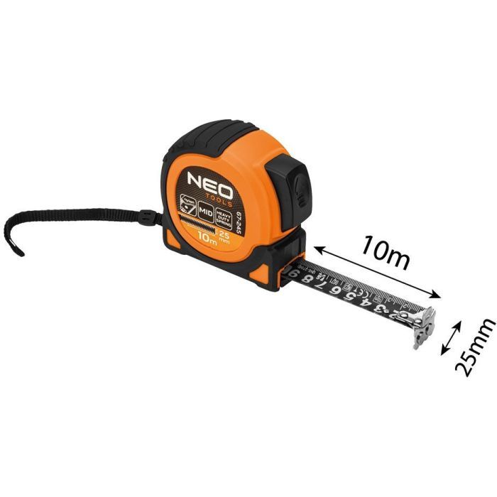 Рулетка Neo Tools Super Black, 10мx25мм, с фиксатором сматывания, магнит (67-245) изображение 5