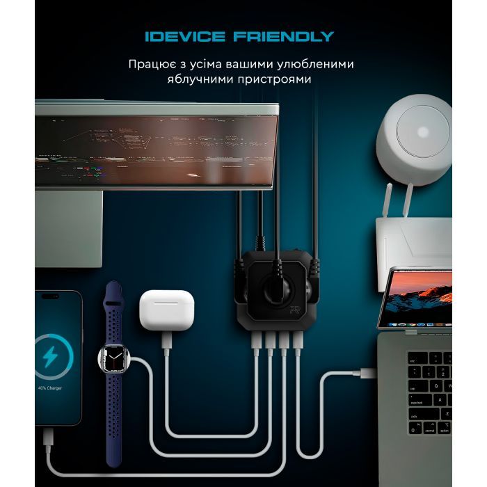 Зарядное устройство Armorstandart ARP-544 Resolute Power USB-C 100W GaN 2m Black (ARM73177) изображение 11