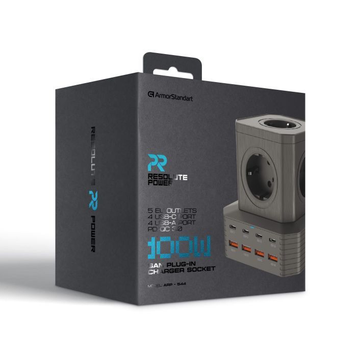 Зарядное устройство Armorstandart ARP-544 Resolute Power USB-C 100W GaN 2m Black (ARM73177) изображение 13
