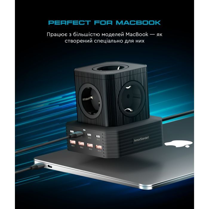 Зарядное устройство Armorstandart ARP-544 Resolute Power USB-C 100W GaN 2m Black (ARM73177) изображение 6