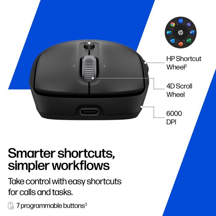 Мышка HP 700 Rechargeable Wireless/Bluetooth Black (AZ7B0AA) изображение 5