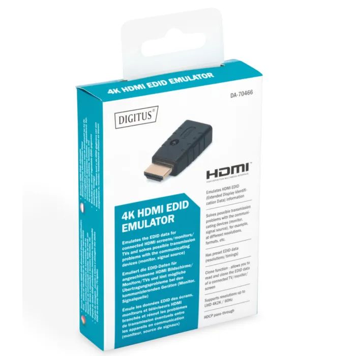 Адаптер HDMI EDID Emulator 4K60Hz Clone Function black Digitus (DA-70466) изображение 6