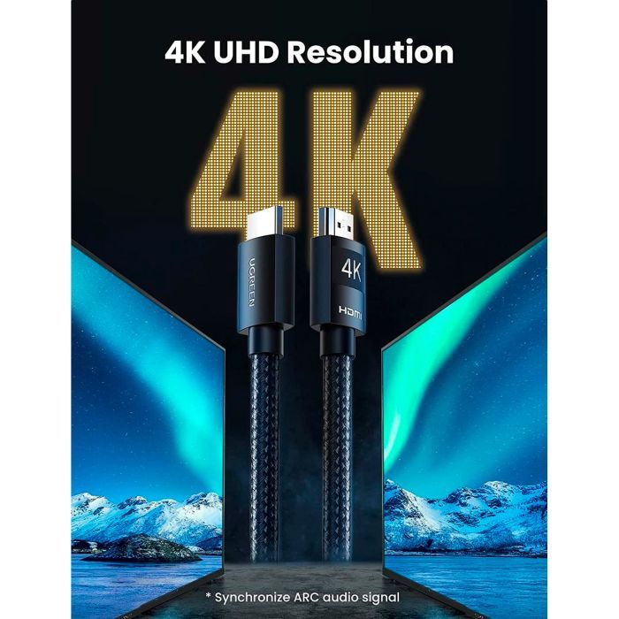 Кабель мультимедийный HDMI M to HDMI M 10.0m 4K30Hz braided HD119 black Ugreen (40104) изображение 2
