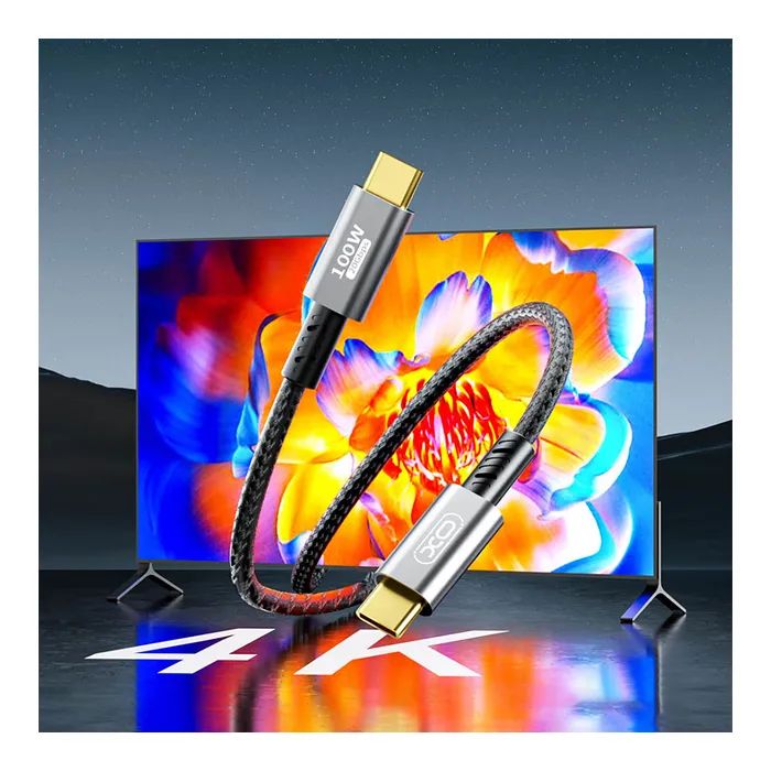 Дата кабель USB-C to USB-C 1.0m 100W PD black XO (GB020-CC.tranish) зображення 3