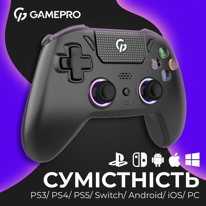 Геймпад GamePro 2.4G/BT 5.1/USB (Switch/PC/PS/iOS/Android) RGB Black (GPS20B) изображение 5