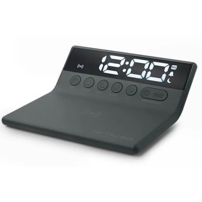 Настільний годинник Muse з бездротовою зарядкою телефону (M-168 WI) зображення 2