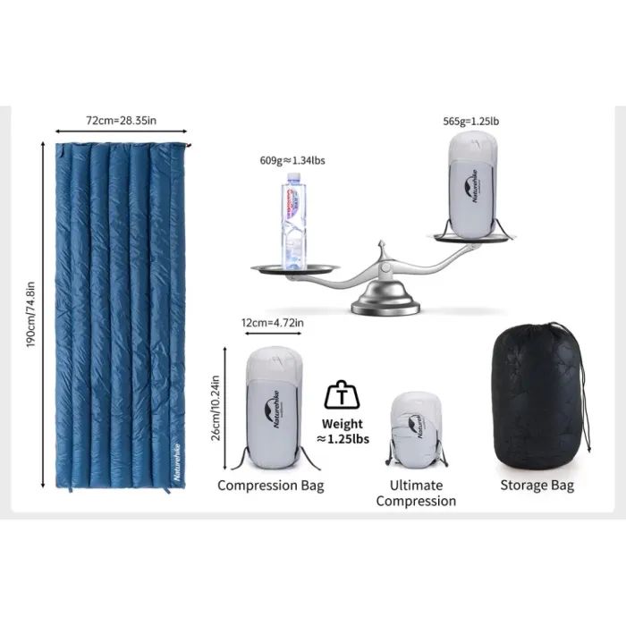 Спальний мішок Naturehike з натуральним пухом CWM295 CNK2300SD013, блакитний (6976023920899) зображення 6