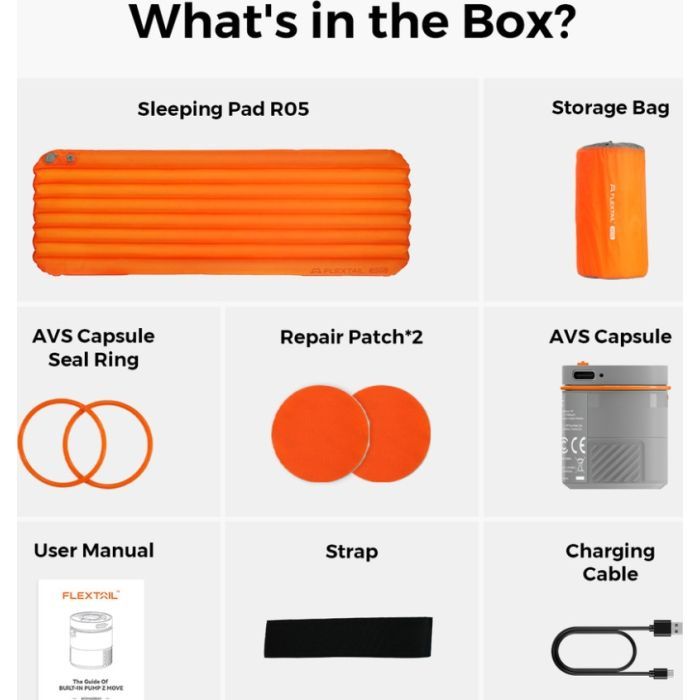 Туристический коврик Flextail Tiny Slleeping Pad R05 AVS самонадувний помаранчевий (6975755966656) изображение 4