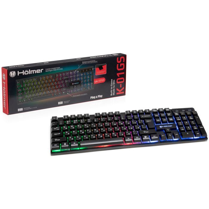 Клавиатура Hölmer K-01GS RGB Backlight USB UA Black (K-01GS) изображение 6