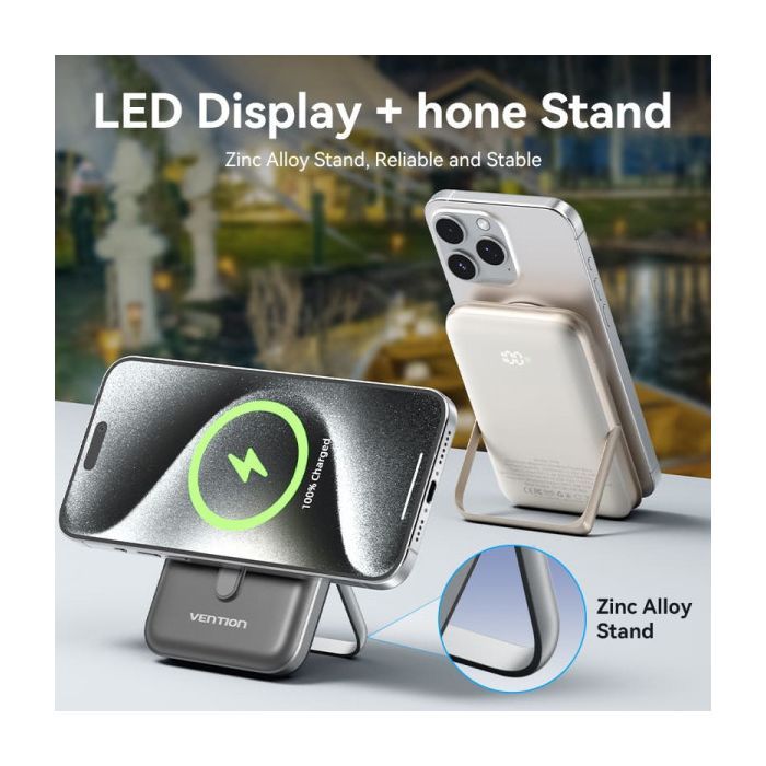 Батарея универсальная VENTION Magnetic Wireless 10000mAh 20W PD USB-C In/Out, QI-15W White (FHNW0) изображение 5