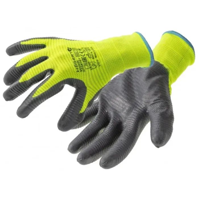 Захисні рукавиці Hoegert VECHTE HT5K760-10 гофровані з нітриловим покриттям зелені, 10 (HT5K760-10)