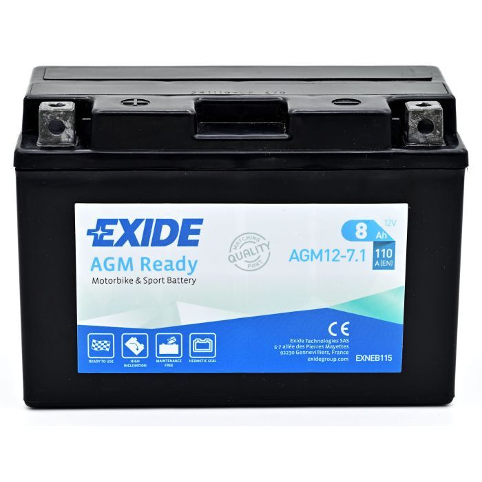 Акумулятор автомобільний EXIDE Мото Ready AGM 8Ah (+/-) (110EN) (AGM12-7.1)