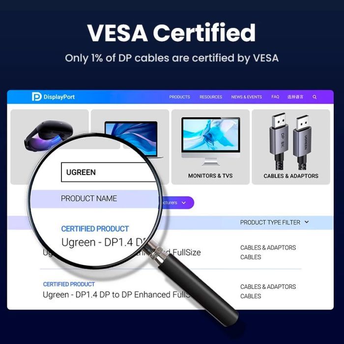 Кабель мультимедийный DisplayPort M to DisplayPort M 2.0m V1.4 8K60Hz DP120 black Ugreen (25905) изображение 8