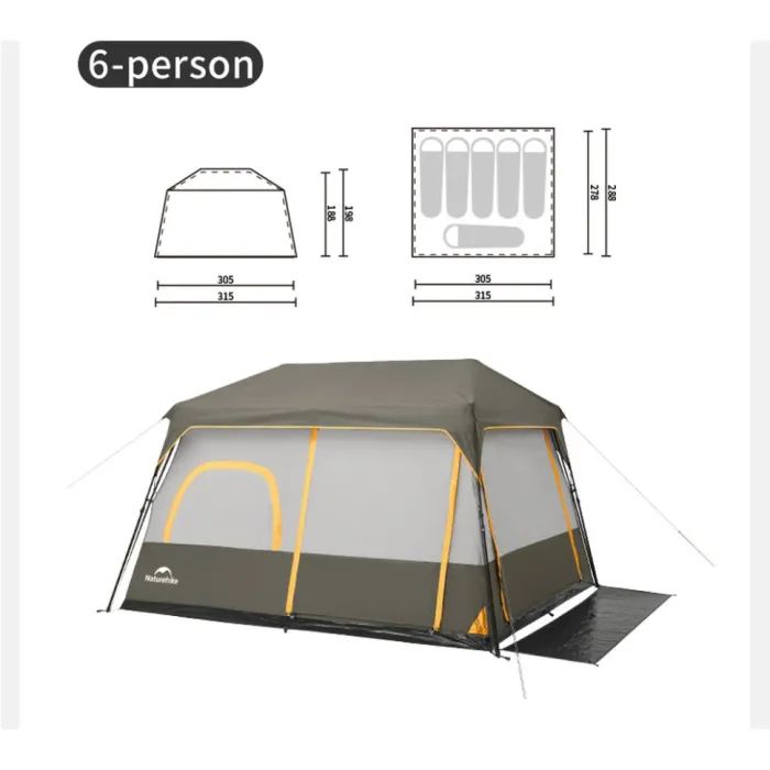 Палатка Naturehike Cape 8.4 CNK2450WS050 з швидким розкриттям, сіро-коричневий (6927595770566) изображение 2