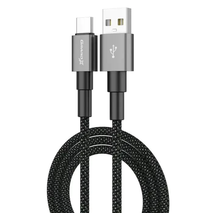 Дата кабель USB 2.0 AM to USB-C 1.0m 3A nylon black Grand-X (PC-08B) изображение 2