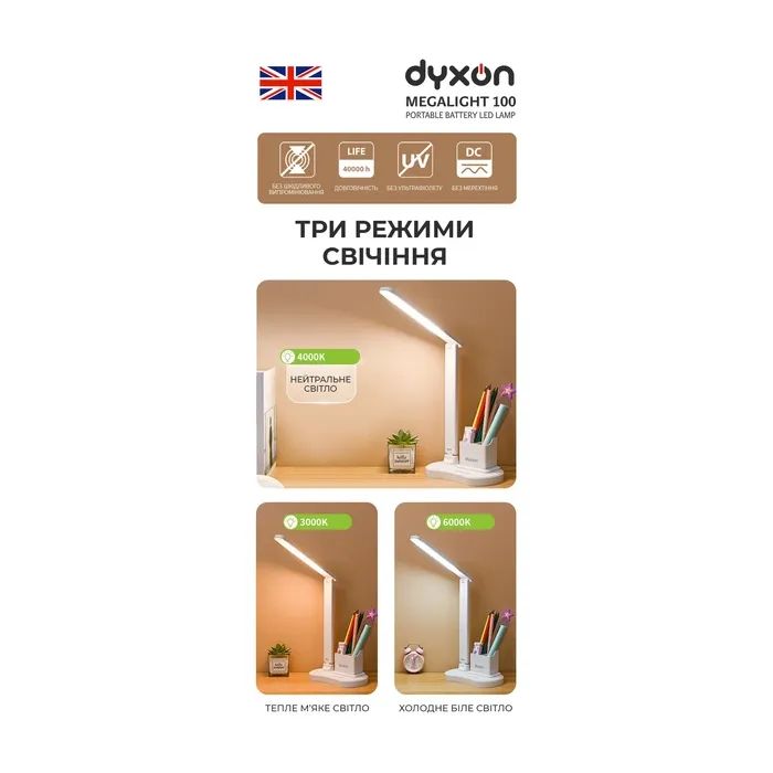 Настільна лампа DYXON MEGALIGHT 100 White (DXNLMGLGT100W) зображення 2