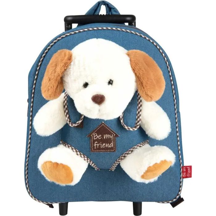 Рюкзак детский Perletti Toys Duff Dog з м''якою іграшкою на колесах, джинсовий (P13034)
