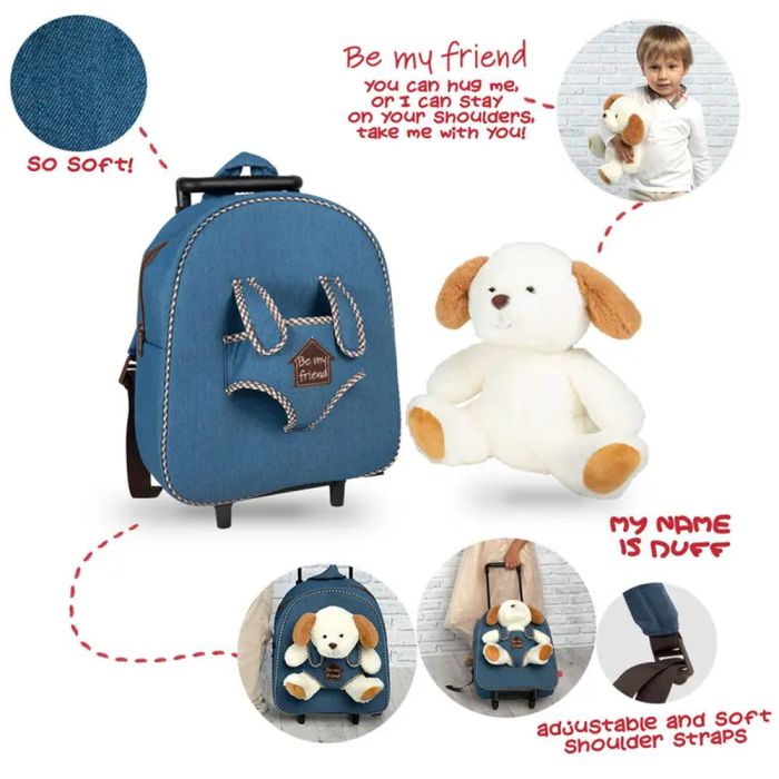 Рюкзак детский Perletti Toys Duff Dog з м''якою іграшкою на колесах, джинсовий (P13034) изображение 9