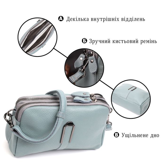 Сумка Vintage Из натуральной кожи Голубая (22280) изображение 7