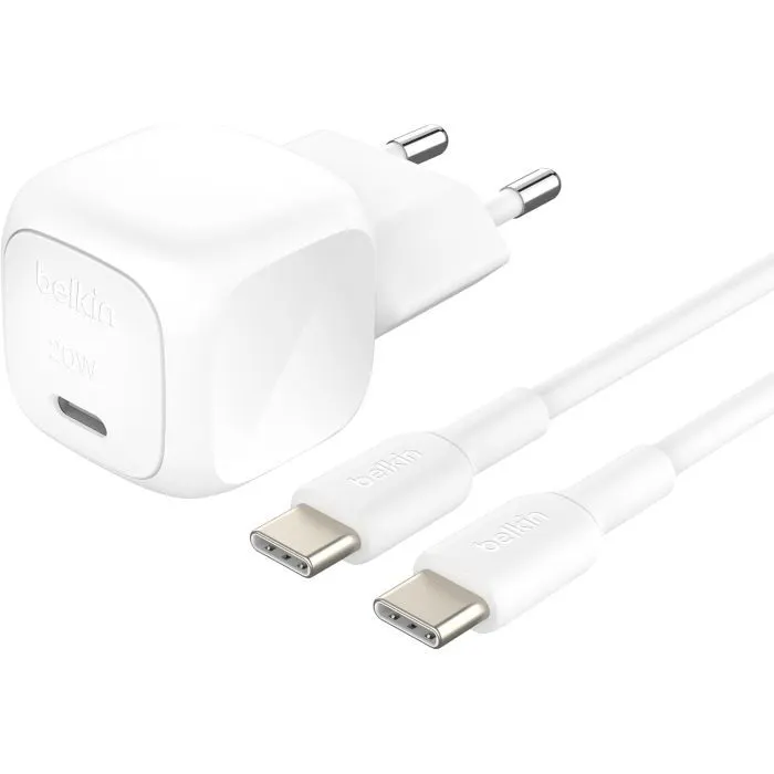 Зарядное устройство Belkin USB-C PD20W PPS PD3.1 + cable USB-C to USB-C 1.0m (WCA009KQ1MWH-B6)