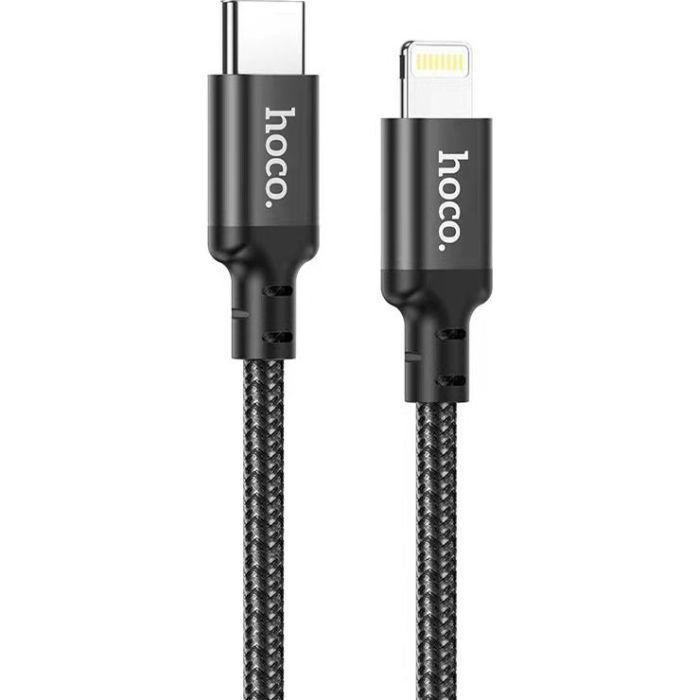 Дата кабель USB-C to Lightning 2.0m 3A 20W nylon X14 black HOCO (6931474752208)