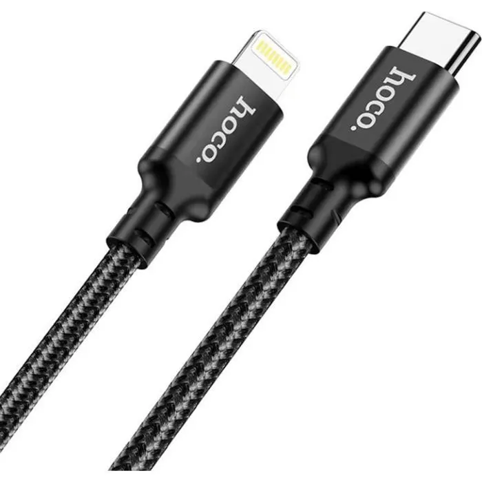 Дата кабель USB-C to Lightning 1.0m 3A 20W nylon X14 black HOCO (6931474752192) изображение 2