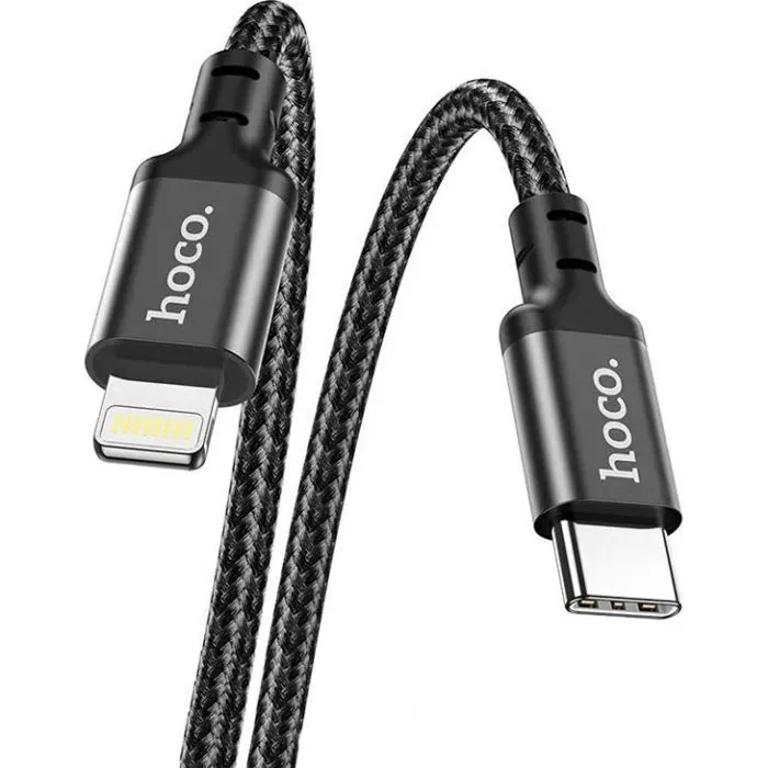 Дата кабель USB-C to Lightning 1.0m 3A 20W nylon X14 black HOCO (6931474752192) изображение 3
