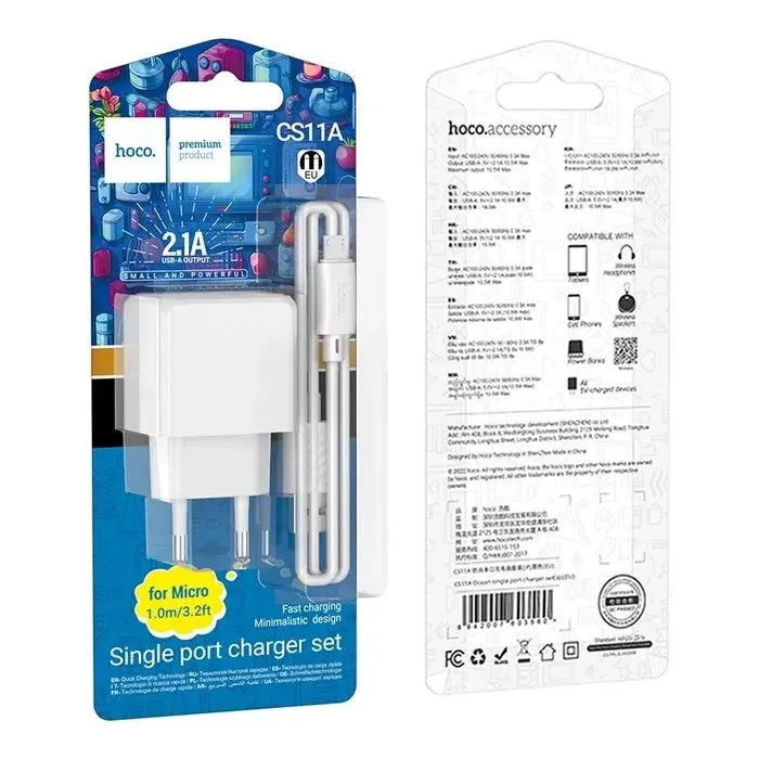 Зарядний пристрій HOCO CS11A USB + cable USB to Micro 5P white (6942007603591) зображення 3