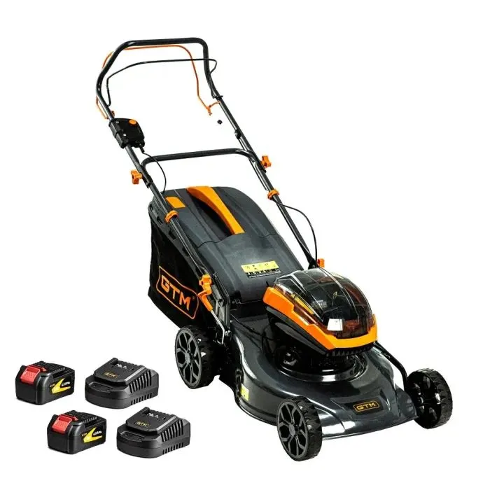 Газонокосарка GTM акумуляторна, 2×18V, 48см, самохідна, 2×4Ah, ЗП (BLM48-SP_KIT)