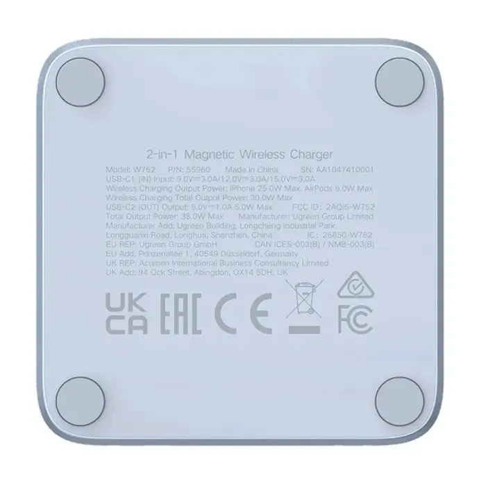 Зарядное устройство Ugreen W752 2-in-1 Magnetic Wireless Charger black (55960B) изображение 7